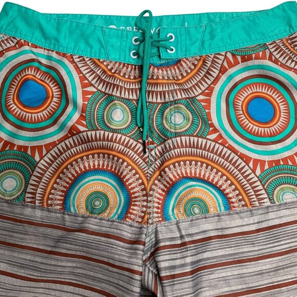 Freeworld Hybrid Board Shorts Swim Trunks 36 Grey Pocket Drawstring Hook Loop - Picture 2 of 5